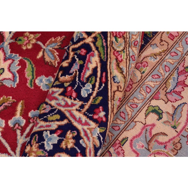 1960s 1960s Hand-Knotted Wool Area Rug - Vibrant Red, Blue, and Ivory Medallion For Sale - Image 5 of 8