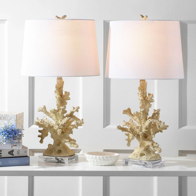 Cream Coral Replica 28.5 Inch H Table Lamp in Cream - a Pair For Sale - Image 8 of 9