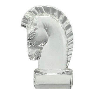 Steuben Crystal Horse Head Equestrian Paperweight (Designed by Sidney Waugh #7779) Vintage 1930s For Sale