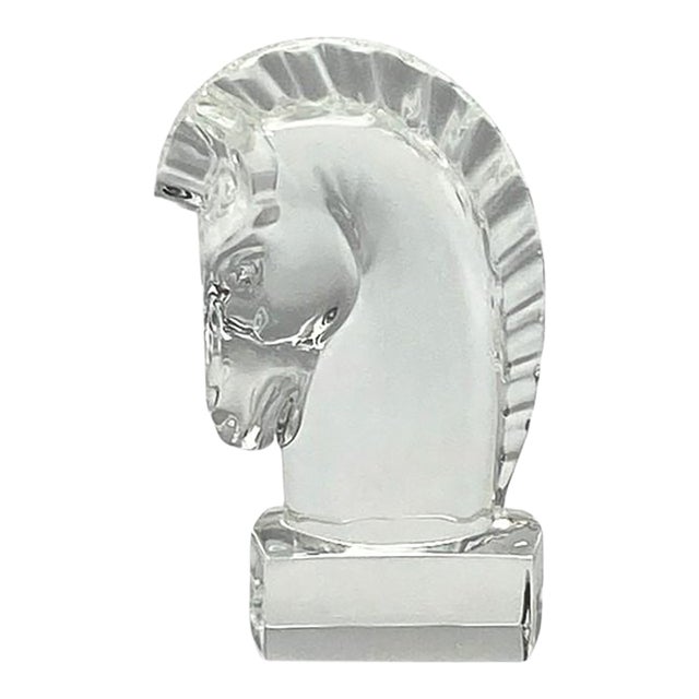 Steuben Crystal Horse Head Equestrian Paperweight (Designed by Sidney Waugh #7779) Vintage 1930s For Sale