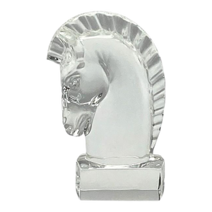 Steuben Crystal Horse Head Equestrian Paperweight (Designed by Sidney Waugh #7779) Vintage 1930s