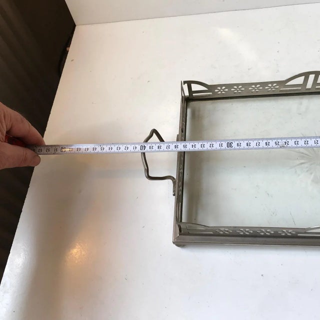 Art Nouveau Tray in Glass and Silver, 19th-Century For Sale - Image 5 of 9