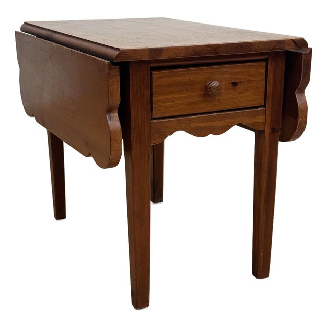 Vintage Broyhill Pine Drop Leaf Side Table For Sale