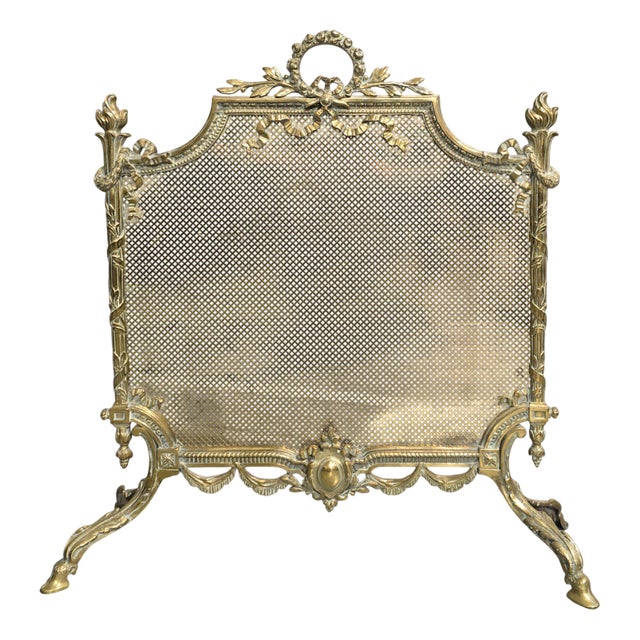Victorian Gilt Brass Fire Guard, 1880 For Sale