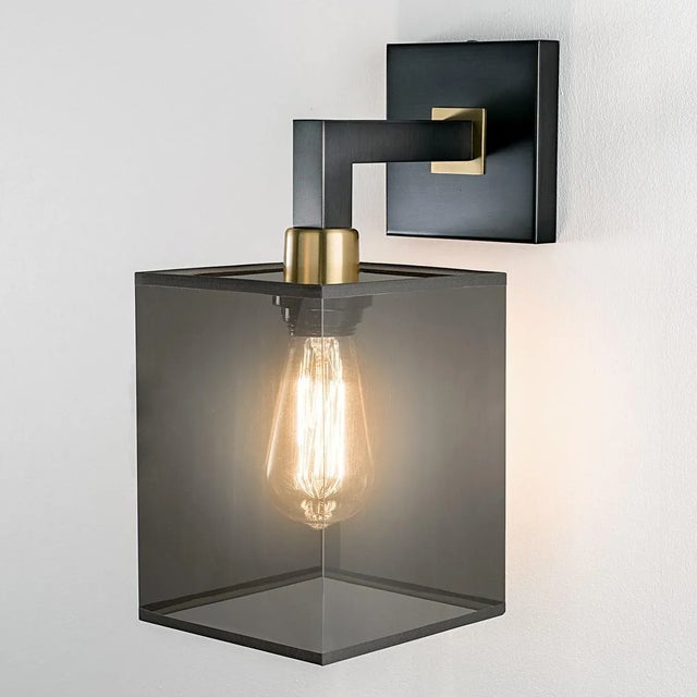 Art Deco Black Bronze With English Brass Wall Light With Shade For Sale - Image 3 of 6