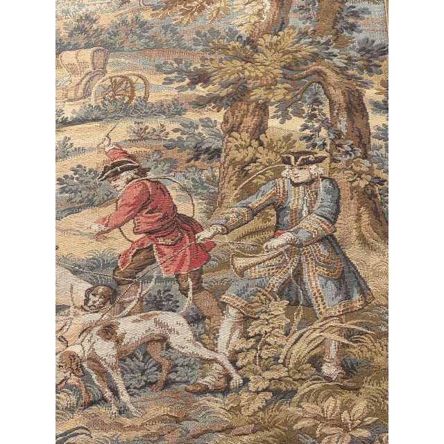 Vintage French Aubusson Jacquard Tapestry Hunting with Hounds, 1970s For Sale - Image 6 of 18