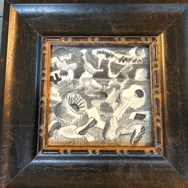 1940’s original abstract expressionist watercolor painting / charcoal drawing. Measures 5x5 or approximately 9x9 framed....