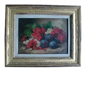 19th Century Oil Painting on Board of a Fruit Still Life