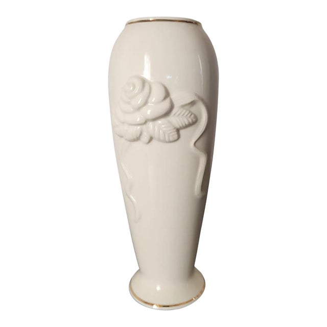 1970s Ivory Porcelain Bud Vase Rose Blossom by Lenox For Sale