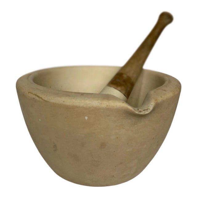 Antique Thomas Maddock & Sons Mortar and Pestle - 2 Pieces For Sale