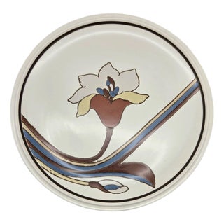 1970s Mikasa "Deco Lily" Stoneware Chop Serving Platter Designed by Joan Luntz For Sale