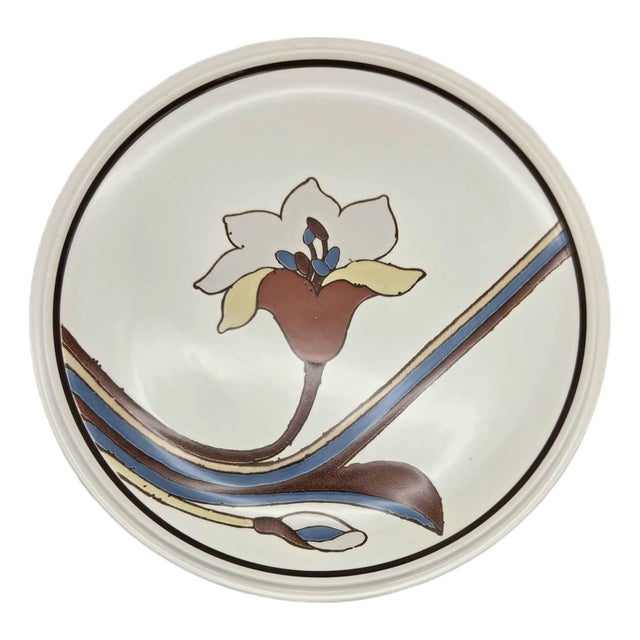 1970s Mikasa "Deco Lily" Stoneware Chop Serving Platter Designed by Joan Luntz For Sale