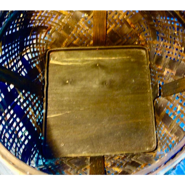 1940s 1940s Round Chinese Bamboo Basket w.Lid For Sale - Image 5 of 13