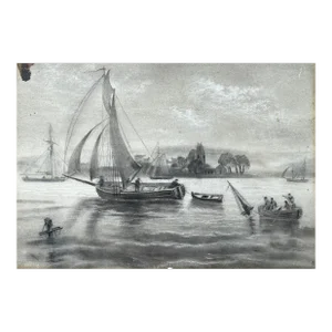 Antique French Nautical Drawing After Theodore Gudin