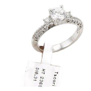 Tacori Diamond Platinum Mounting Only Milgrain Ring - Size 6 For Sale