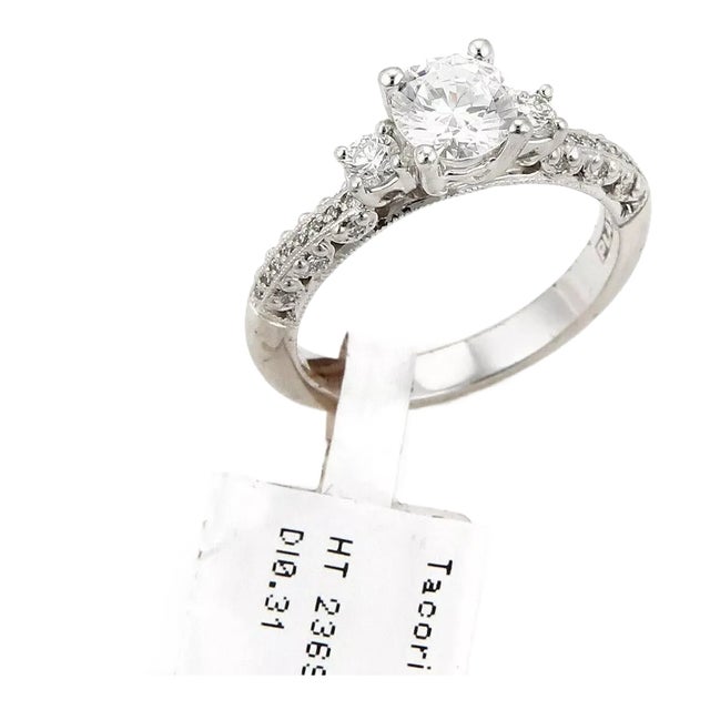 Tacori Diamond Platinum Mounting Only Milgrain Ring - Size 6 For Sale