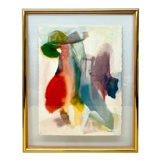 Relocation Super Sale! Original Watercolor Abstract Expressionist Painting Signed Amen For Sale