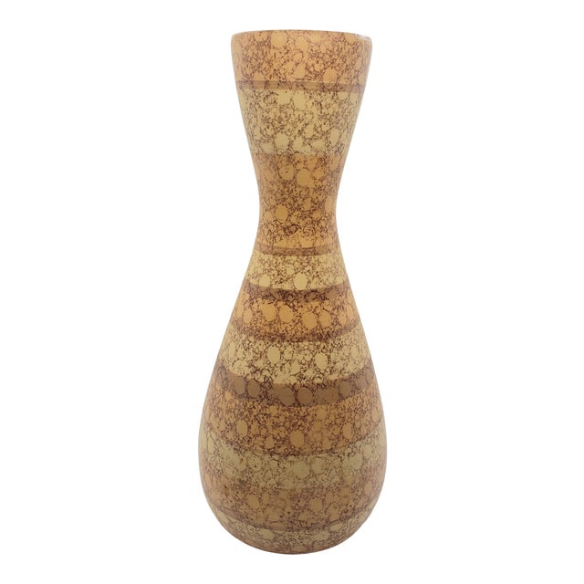 Madeleine Originals Ca Striped Yellow Pottery Vase For Sale