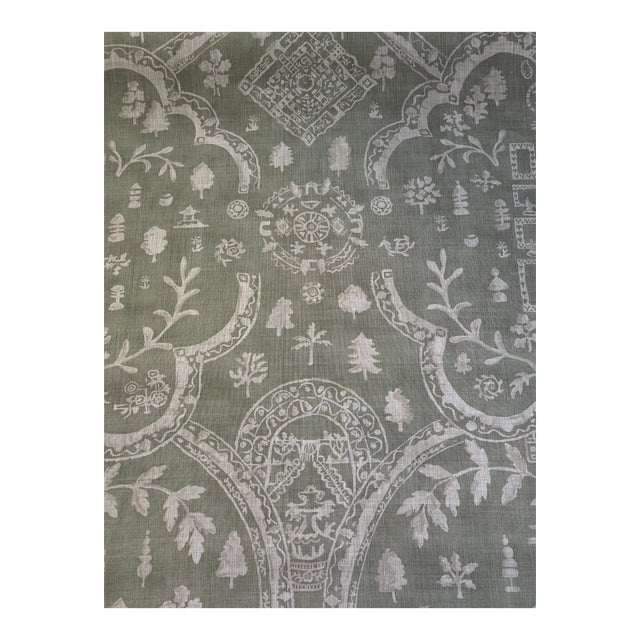 Sanderson Topiary View Thyme Fabric Dhif227338 Highgrove Fabrics Collection 3 Yards Indoor / Outdoor For Sale