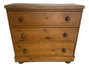 Three Drawers - Antique Pine Chest of Drawers From England