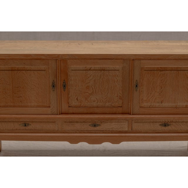 Beige Vintage Oak Sideboard by Henning Kjærnulf, 1960s For Sale - Image 8 of 14