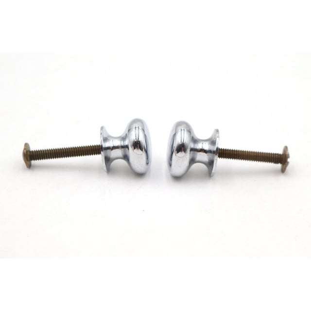 Traditional Pair of Vintage 0.75 In. Chrome Brass Cabinet Drawer Knobs For Sale - Image 3 of 4