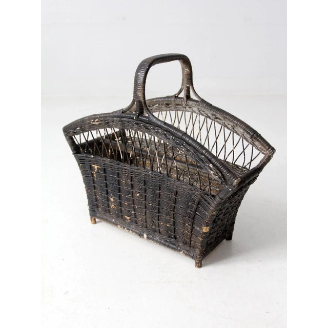 Vintage Wicker Magazine Rack For Sale - Image 6 of 12