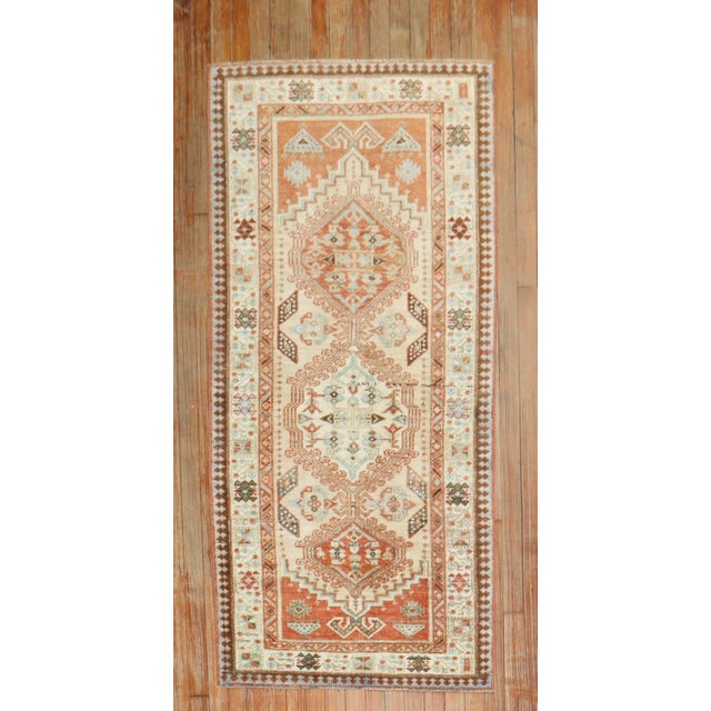 Antique Zabihi Collection Persian Serab Geometric Scatter Rug For Sale In New York - Image 6 of 6