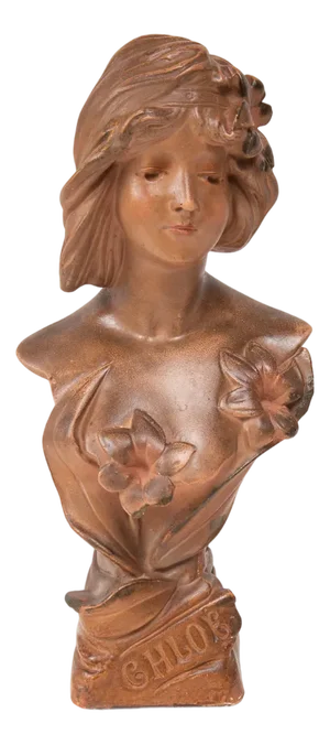 Art Nouveau French Plaster Bust of a Young Woman, 1890s-1910s