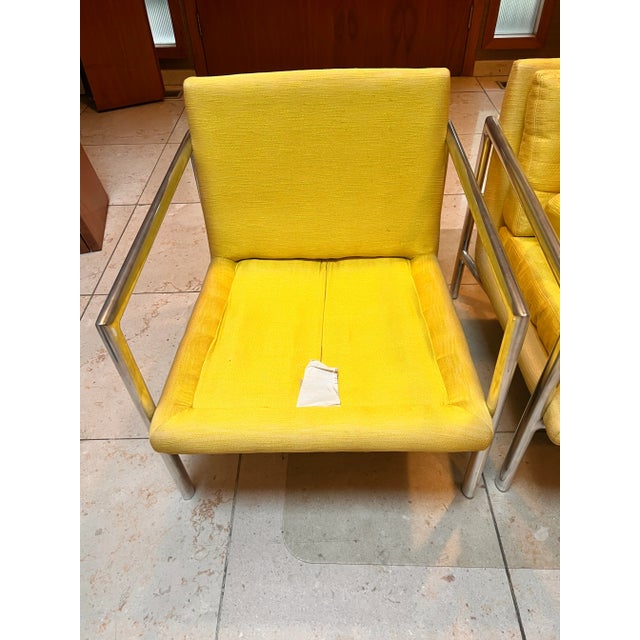 Yellow 1960s Jon Stuart for Erwin-Lambeth Aluminum Lounge Chairs – Pair For Sale - Image 8 of 12