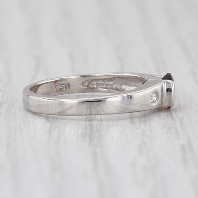 2010s 0.44ctw Madeira Citrine Diamond Ring 14k White Gold Size 6.25 Stackable For Sale - Image 5 of 8