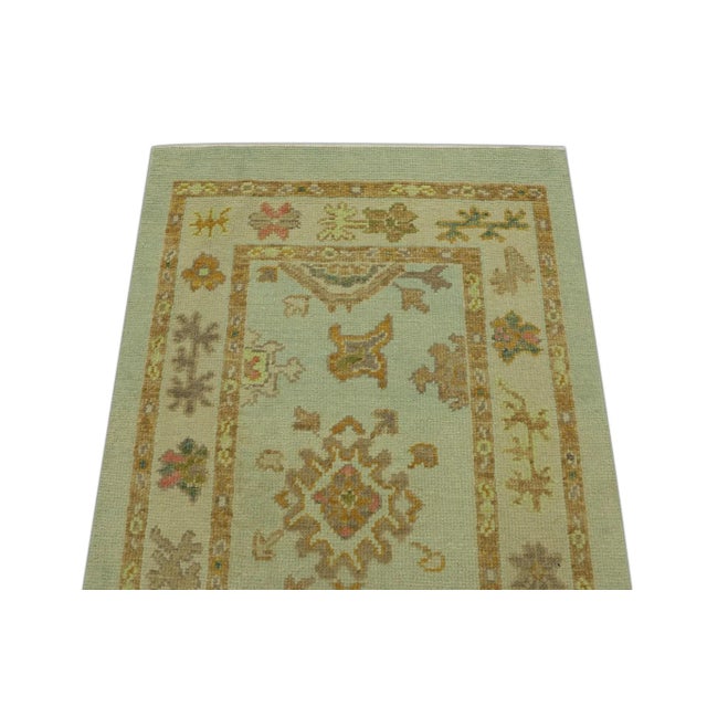 Modern Multicolor Handwoven Turkish Oushak Rug 2'10" X 6'11" For Sale - Image 3 of 5