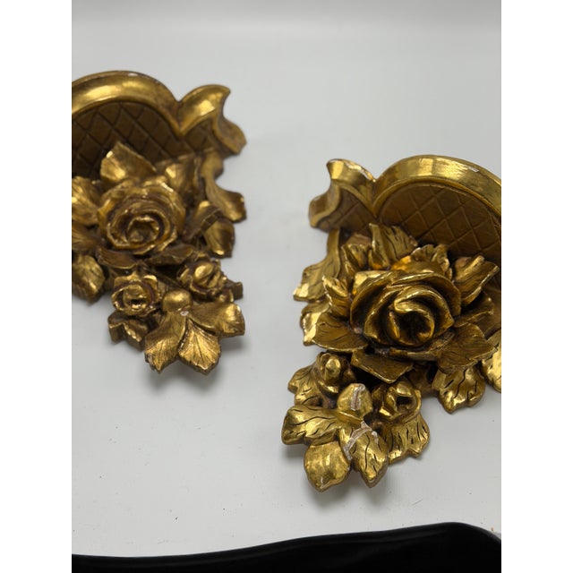 Rococo Carved Gold Gilt Wall Shelf Brackets For Sale - Image 3 of 10