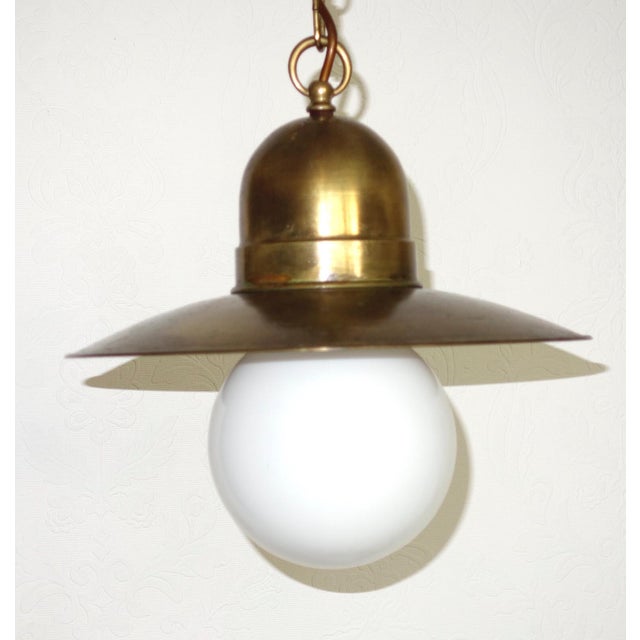 Antique Brass and Glass Pendant Lamp, 1950s, in Very Good conditions. Designed 1950 to 1959 I have official proof of...