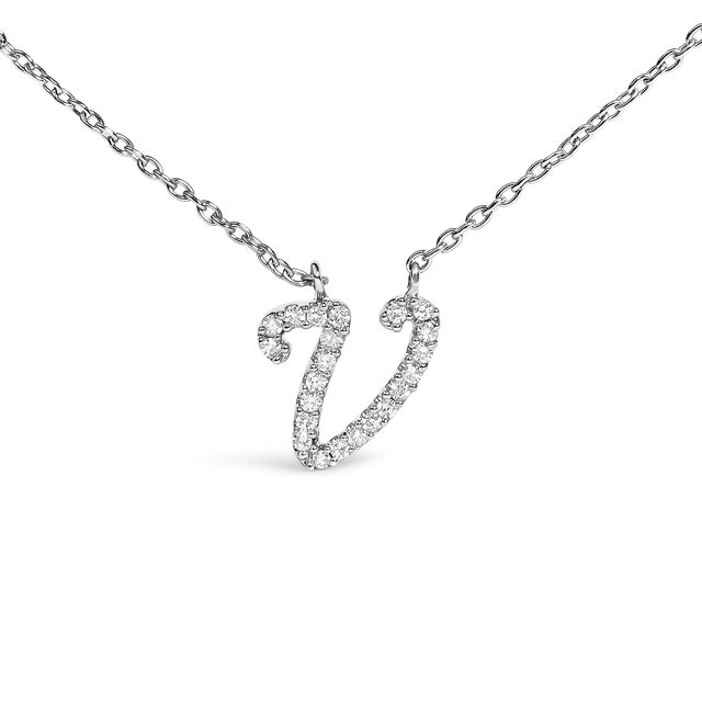 Embrace the elegance of personalization with this stunning 10K White gold pendant, delicately crafted into a flowing...