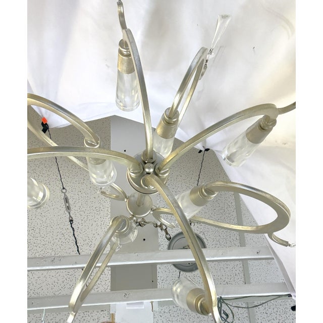 Artcraft 'Madison' 8-Light Chandelier With Silver Leaf Finish and Lucite Shades For Sale - Image 10 of 17