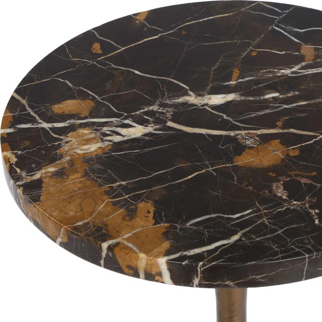 Modern Karnes Dark Marble Drink Table For Sale - Image 3 of 5