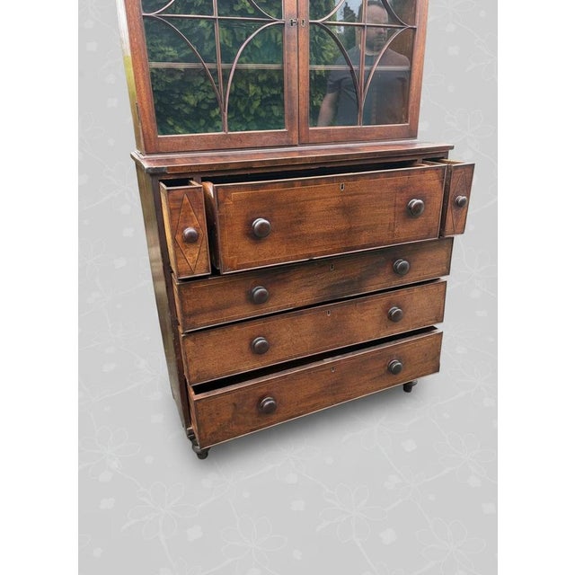 British Georgian Mahogany Inlaid Secretaire Bookcase, 18th Century For Sale - Image 13 of 18