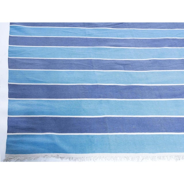 English Doris Leslie Blau Vintage Dhurrie Stripes White Handmade Rug For Sale - Image 3 of 8