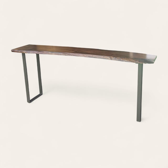Contemporary Spalted Maple Console Table With Steel Base For Sale - Image 3 of 4