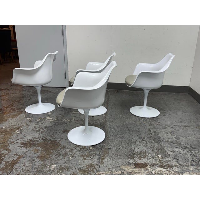 Rove Concepts Tulip Arm Chairs With Leather Pads, Set of Four For Sale - Image 4 of 12