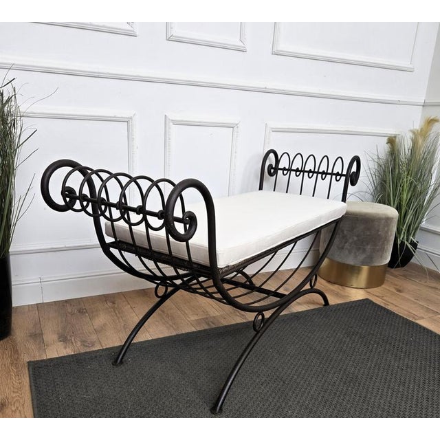 Metal Italian Metal Iron Bench with Roll Arm, 1960s For Sale - Image 7 of 11