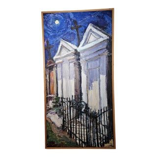 James Michalopoulos Painting of New Orlean's Mausoleums For Sale