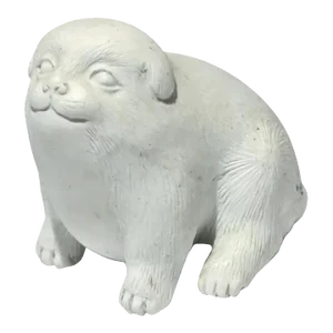 Antique 19th Century Japanese Biscuit Porcelain Puppy in Blanc de Chine
