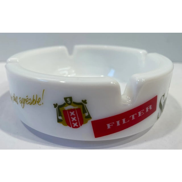 Mid 20th Century Vintage Milk Glass Peter Stuyvesant Ashtray For Sale - Image 5 of 8