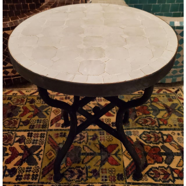 Moroccan White Mosaic Side Table Chairish