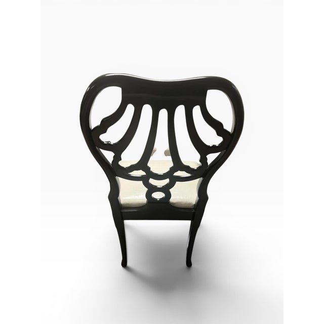 Black Set of 4 Ralph Lauren Black Armchairs With Genuine Leather Faux Alligator Seats For Sale - Image 8 of 11