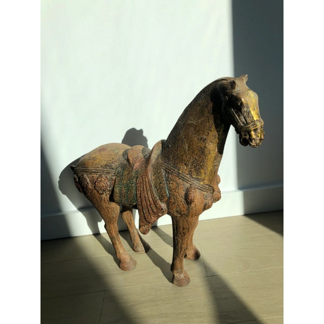 Metal Late 19th Century Chinese Imperial Tang Dynasty Cast Iron Horse Statue For Sale - Image 7 of 8