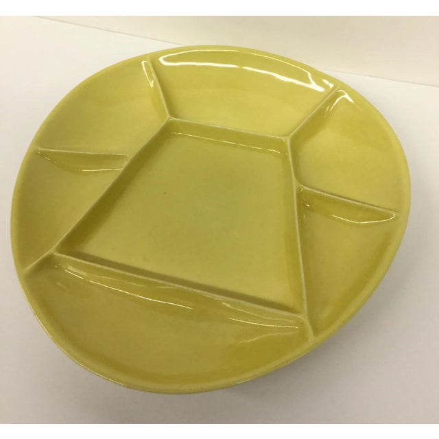 Mid-Century Modern Mid-Century Modern Mustard Green Divided Plate For Sale - Image 3 of 8