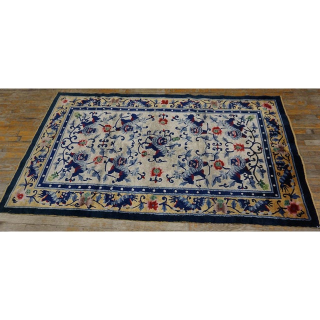 Chinese 1930s Luxurious Silk Pile Antique Ivory Artistic Chinese Foo Dog Design Rug For Sale - Image 3 of 18